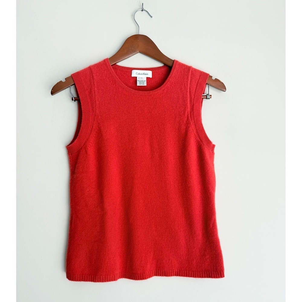 Calvin Klein Womens 100%‎ Cashmere Sleeveless Sweater Vest Red XS